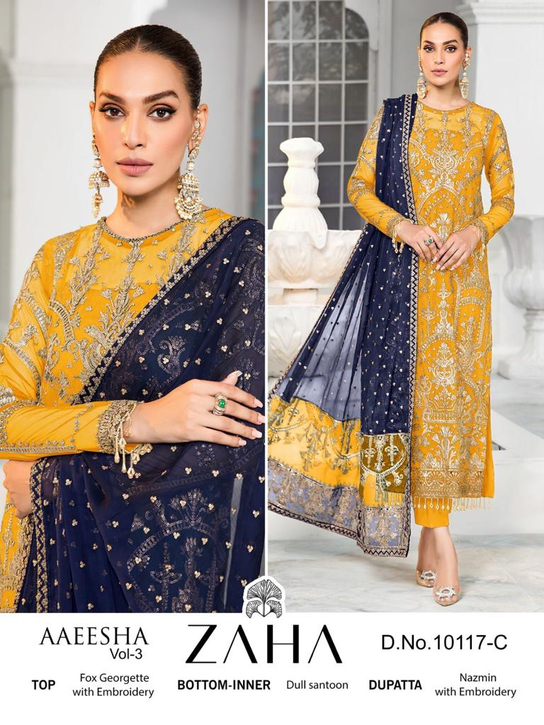 Aaeesha Vol 3 By Zaha Pakistani Suits Catalog
